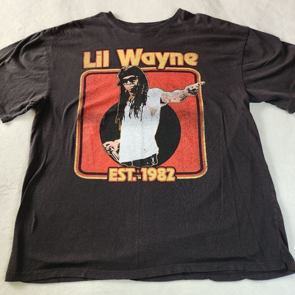 Lil Wayne Black Tshirt With Graphics Size Large/XL